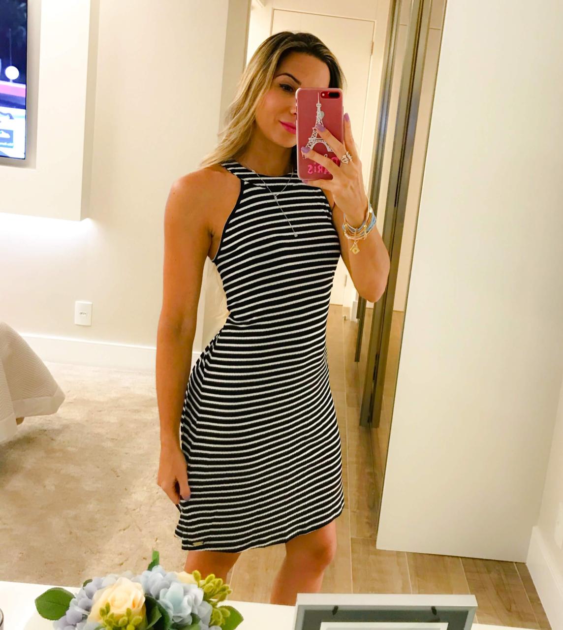 VESTIDO SOLTINHO LISTRADO P&B