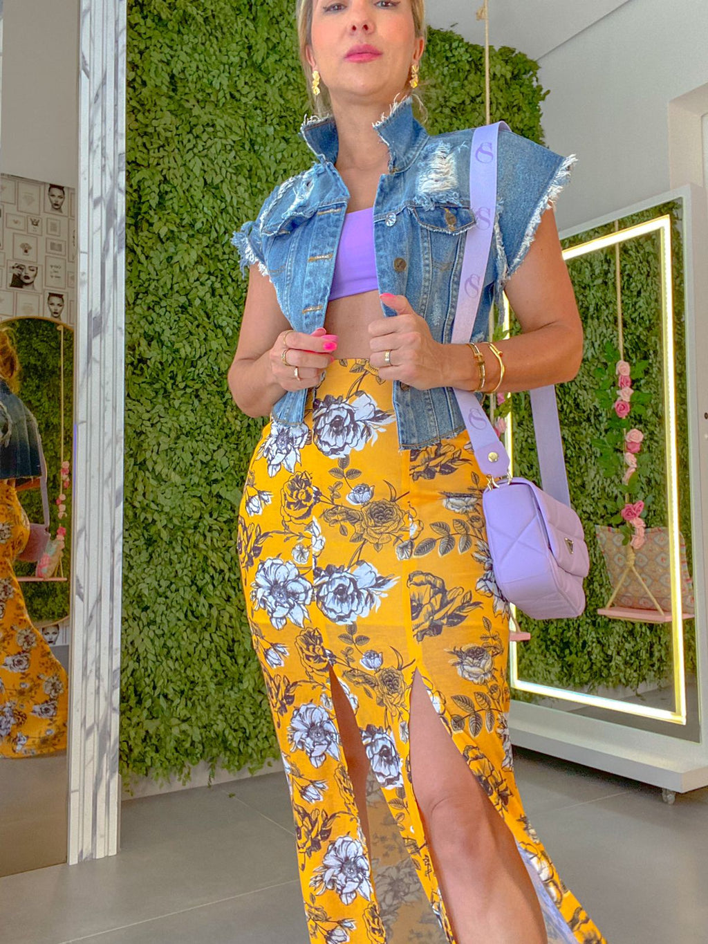 Saia Longa com Fenda Florida My Favorite Things