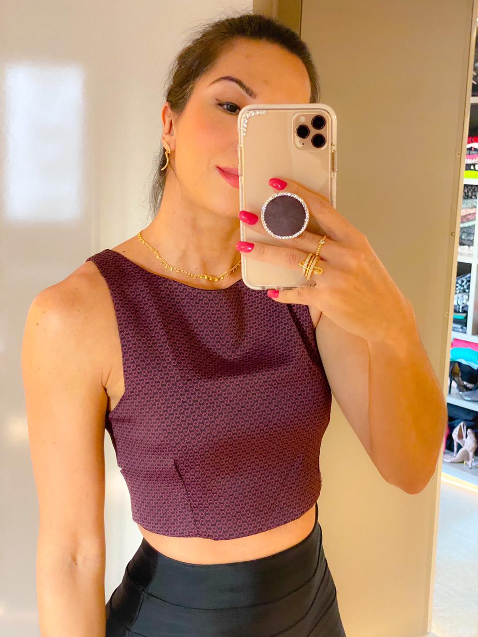 CROPPED EM JACQUARD VINHO