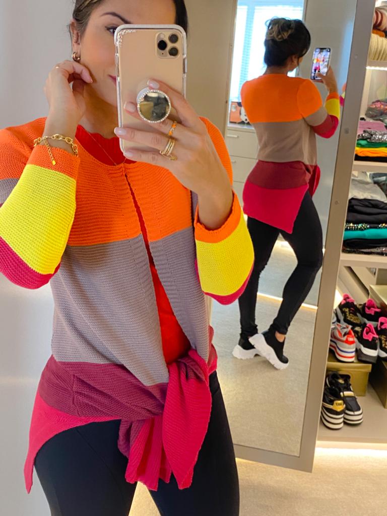 Max Cardigan colorido neon