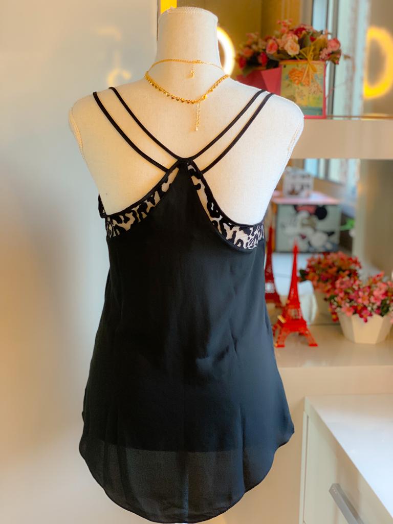 Blusa alcinhas com detalhe tule Rosa Cha