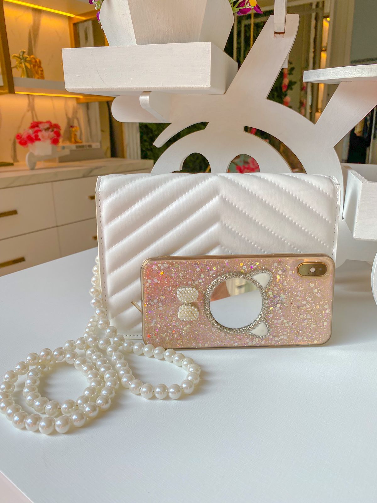 Bolsa Offwhite Perolas