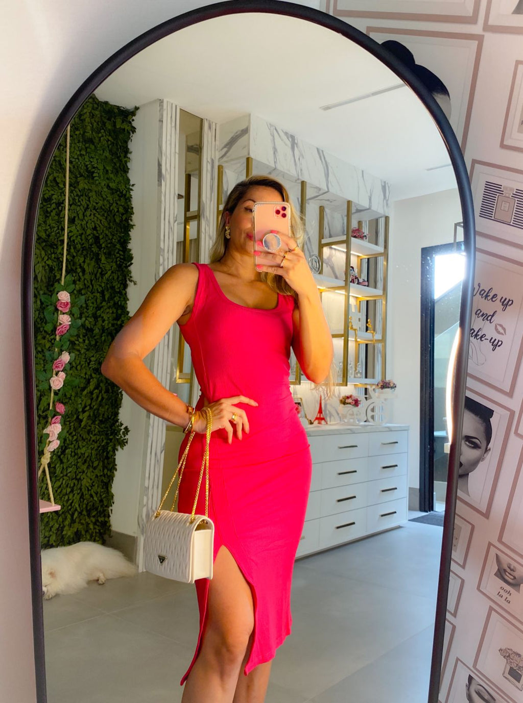 Vestido Midi Canelado Pink Groovy