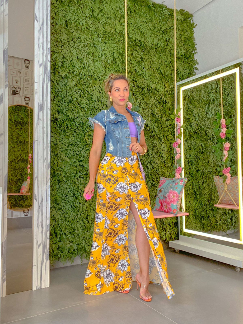 Saia Longa com Fenda Florida My Favorite Things