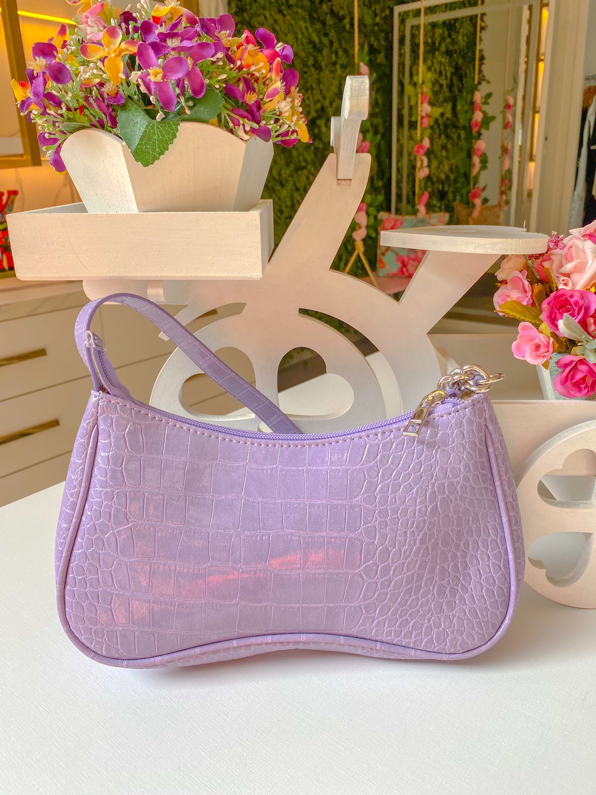 Bolsa Lilas Crocodilo