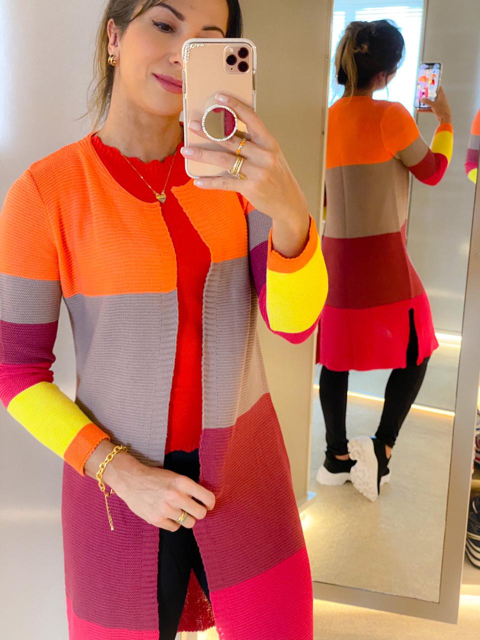 Max Cardigan colorido neon