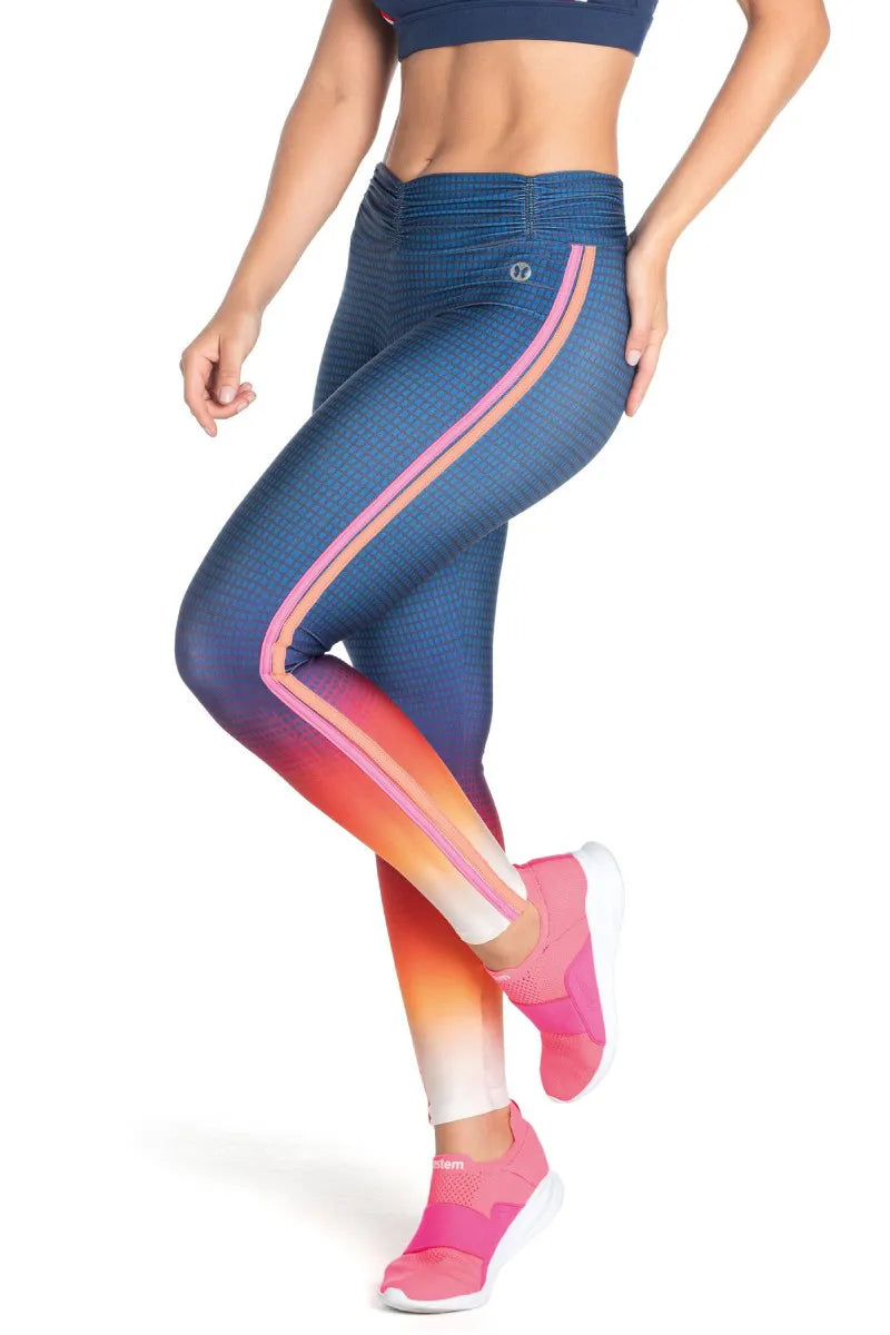Legguing Fuso Cos Frufru Gratitude Degrade Pink com Laranja Neon